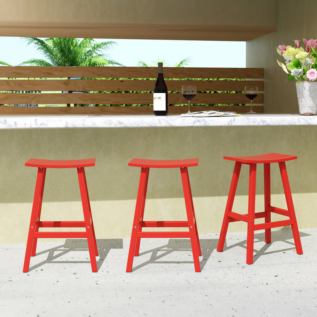 Malibu 29" HDPE Outdoor Patio Bar Height Bar Stools (Set of 3)