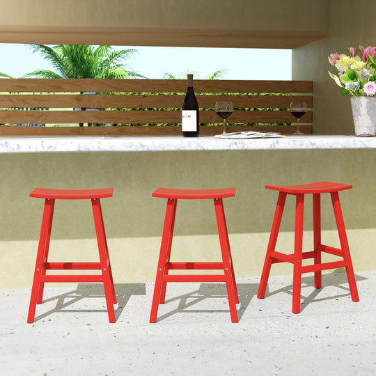 Malibu 29" HDPE Outdoor Patio Bar Height Bar Stools (Set of 3)