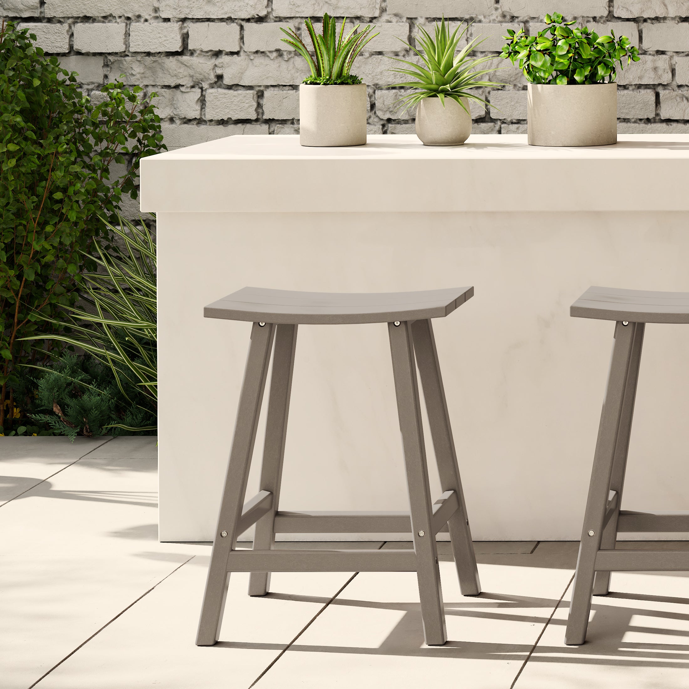 Malibu 24" HDPE Outdoor Patio Counter Height Bar Stool