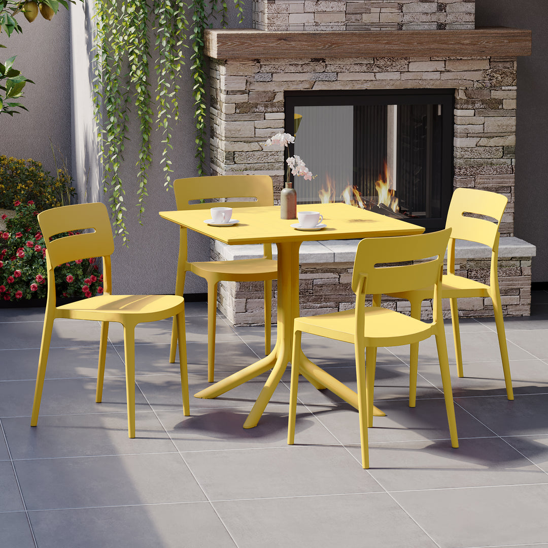 Playa Modern 5-Piece Resin Patio Dining Table Set with Stackable Patio Dining Chairs