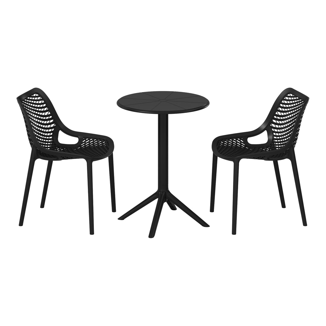 Playa 3-Piece Outdoor Resin Patio Bistro Set with Stackable Patio Dining Side Chairs