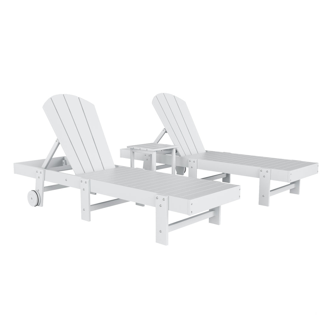 Malibu Adirondack Poly Reclining Chaise Lounge With Wheels (Set of 2)