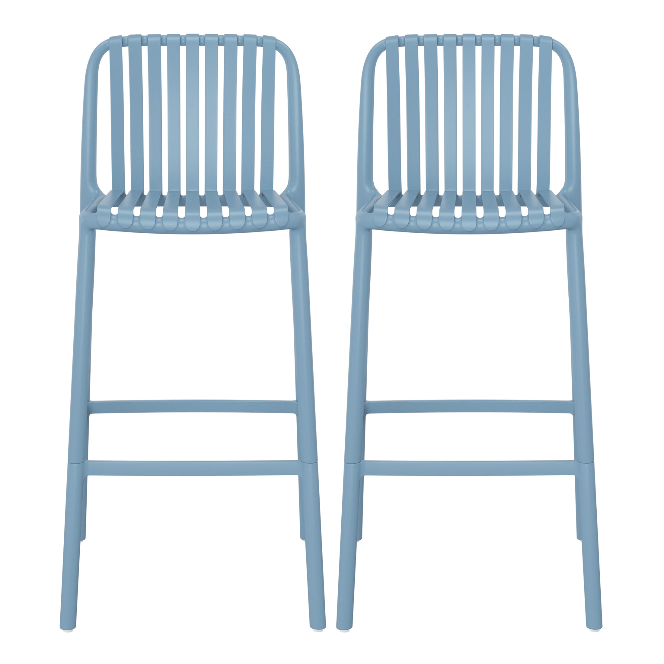Playa 29.5" Outdoor Modern Polypropylene Plastic Patio Bar Height Stools (Set of 2)