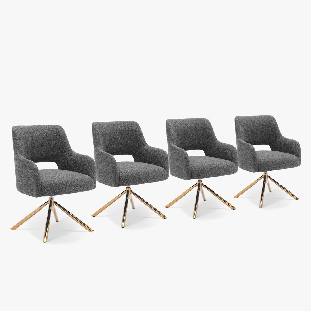 Genevieve Mid-Century Modern Wide Boucle Swivel Accent Arm Chair (Set of 4)