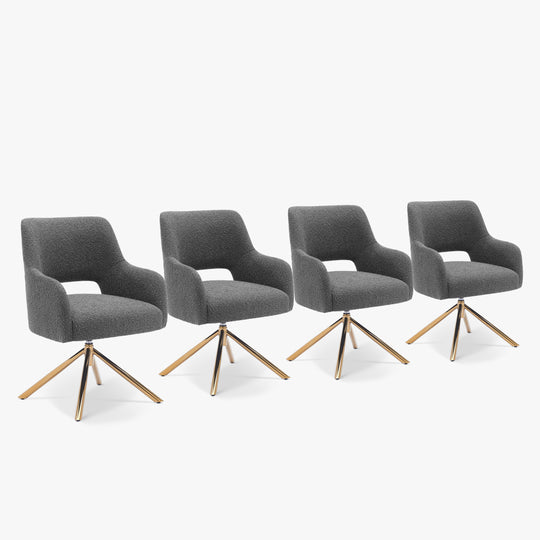 Genevieve Mid-Century Modern Wide Boucle Swivel Accent Arm Chair (Set of 4)