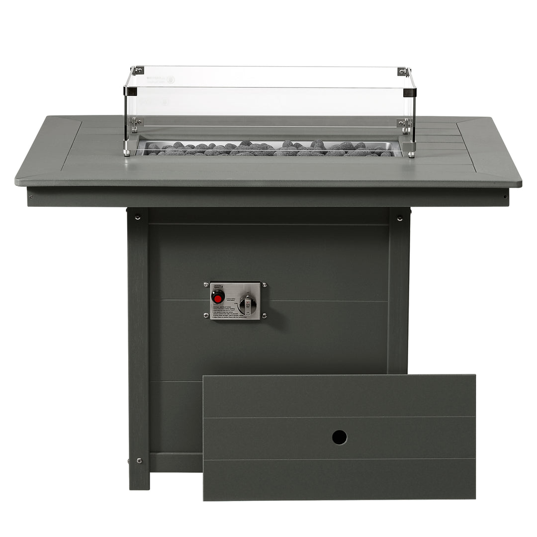 Helios 46" Modern Outdoor Patio Gas Propane Rectangular Fire Pit Table