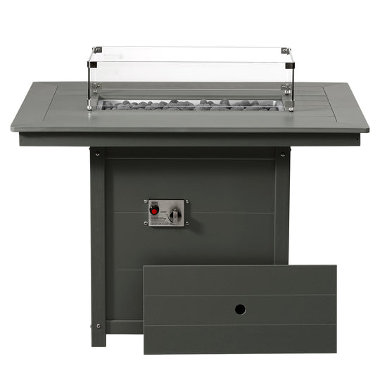 Helios 46" Modern Outdoor Patio Gas Propane Rectangular Fire Pit Table