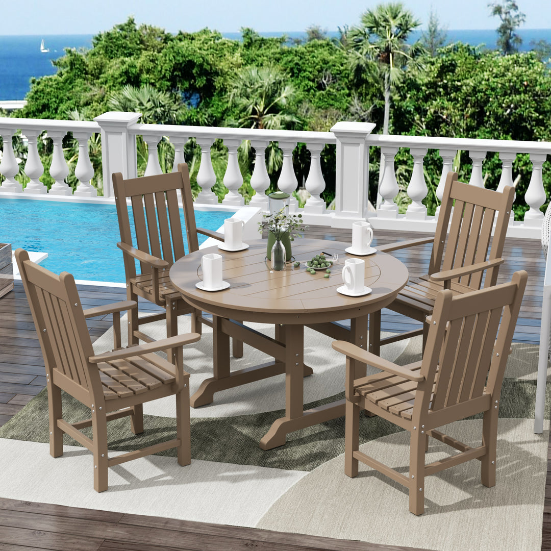 Malibu 5 Piece Outdoor Patio Dining Set Outdoor Round Table and Armchair Set