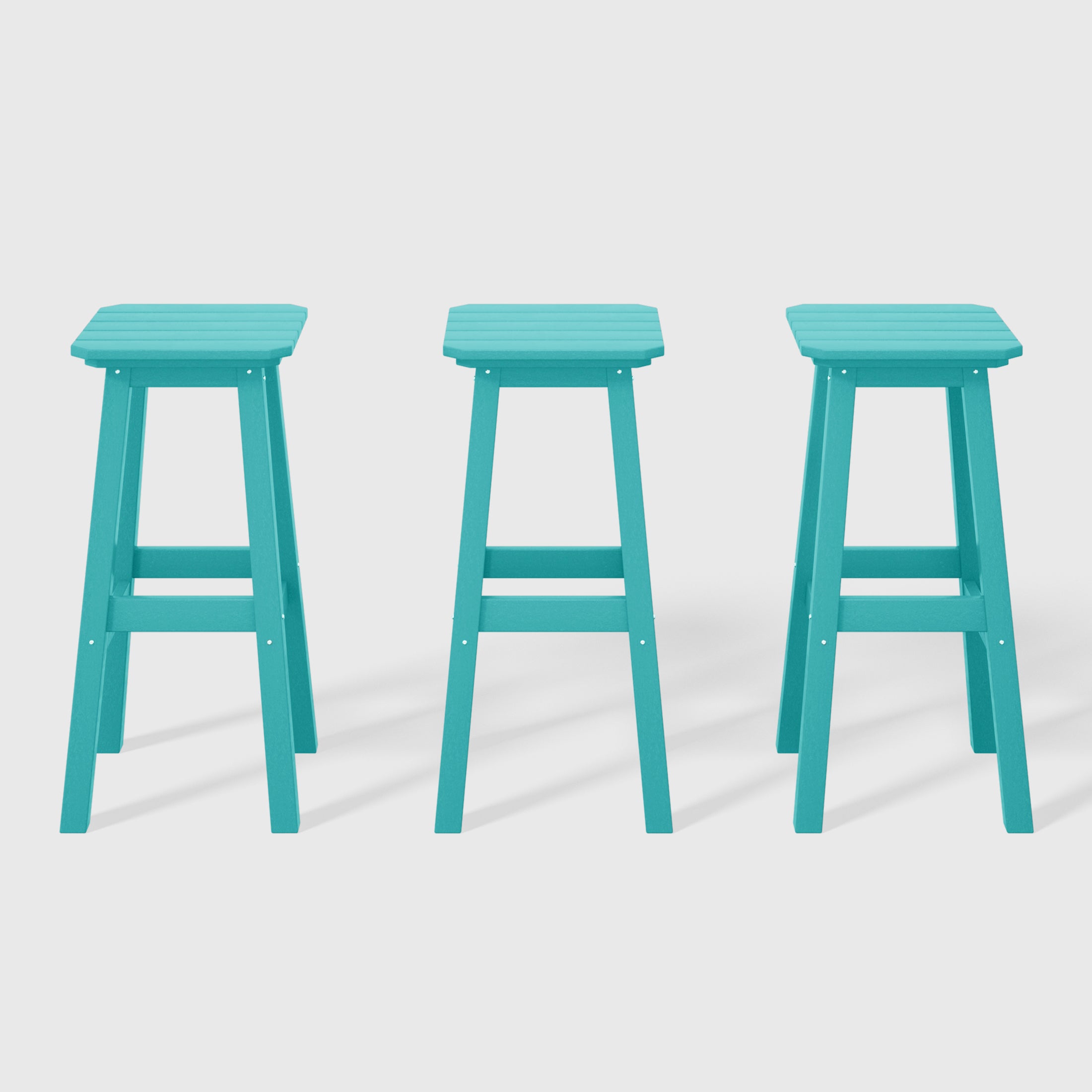 Malibu 29" HDPE Outdoor Patio Square Bar Stools (Set of 3)