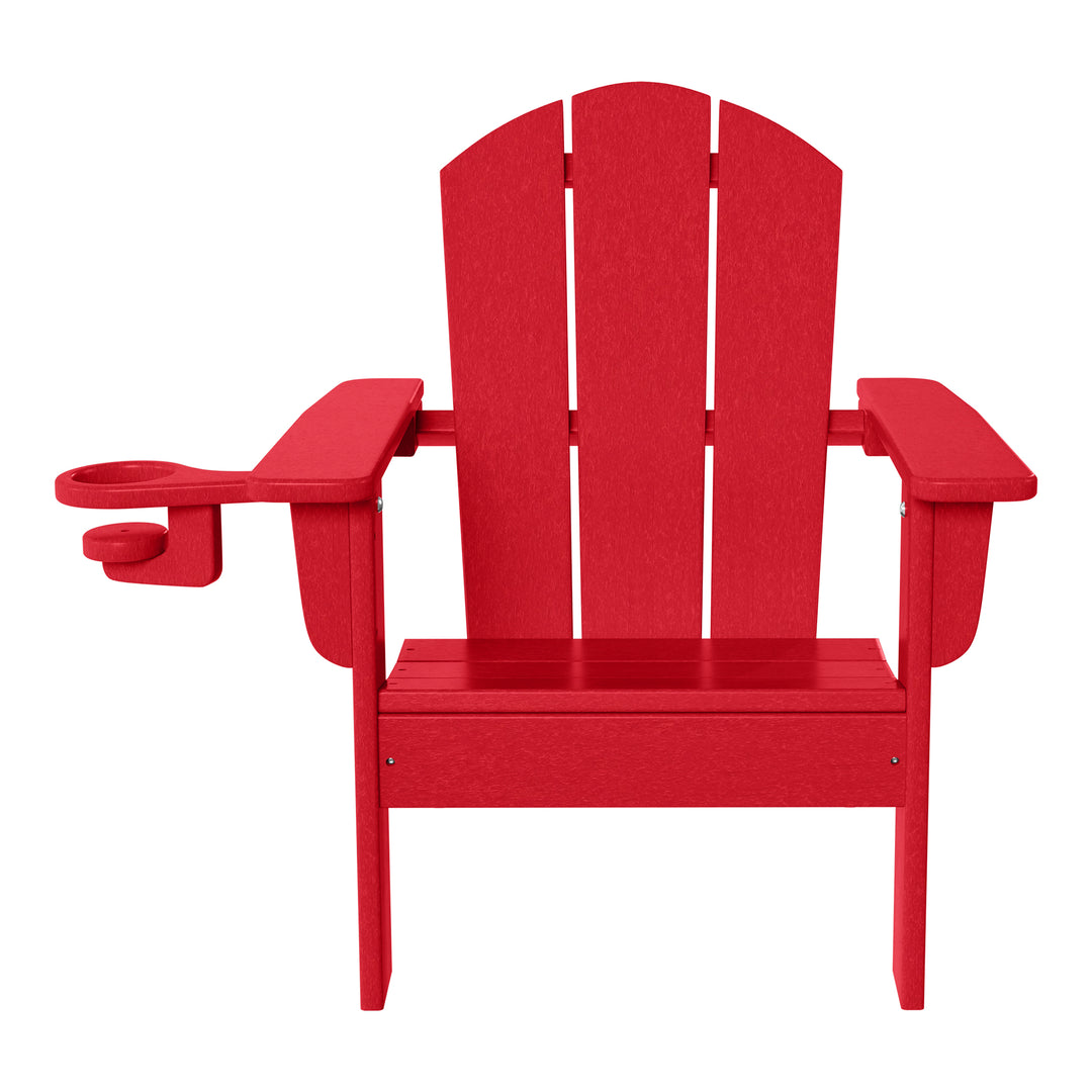 Malibu Kids Outdoor HDPE Plastic Adirondack Patio Chairs with Cup Holders (Set of 2)