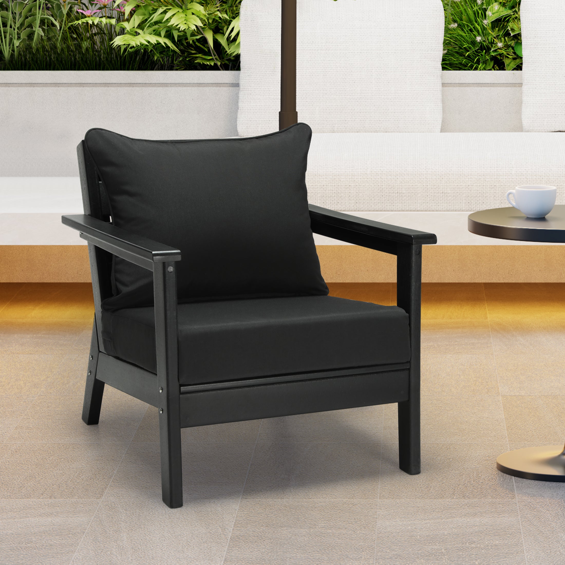 Solace Water Repellent Outdoor 2-Piece Deep Set Patio Seat Back Chair Cushions, 25" x 25"