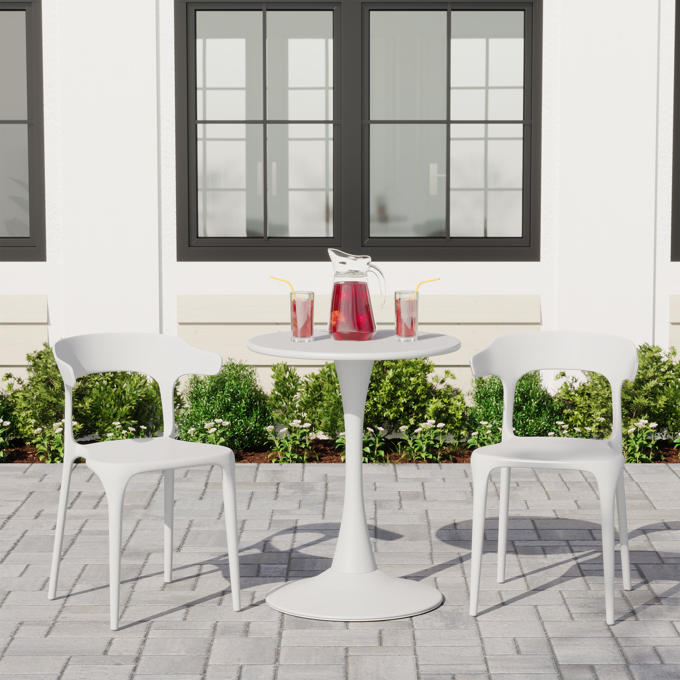 Playa Modern Stackable Resin Plastic Patio Dining Chair (Set of 2)