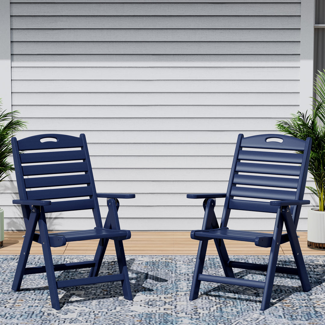 Azura HDPE Adjustable Highback Folding Outdoor Patio Dining Chairs Set of 2