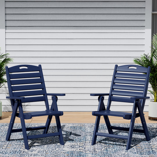 Azura HDPE Adjustable Highback Folding Outdoor Patio Dining Chairs Set of 2