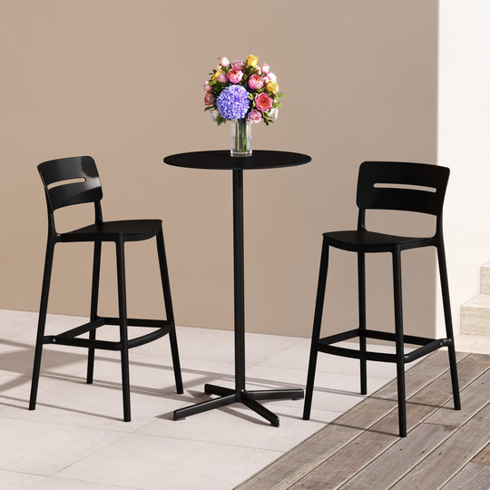 Playa Stackable Polypropylene Resin Plastic Outdoor Patio Bar Stools (Set of 2)