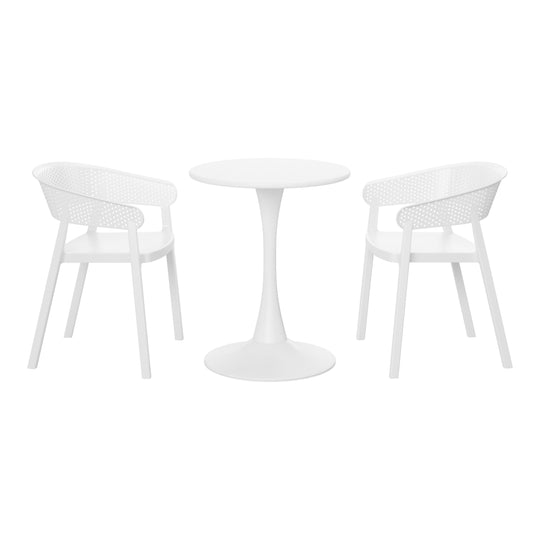 Playa 3-Piece Indoor Outdoor Metal Patio Dining Table Set With Stackable Patio Chairs