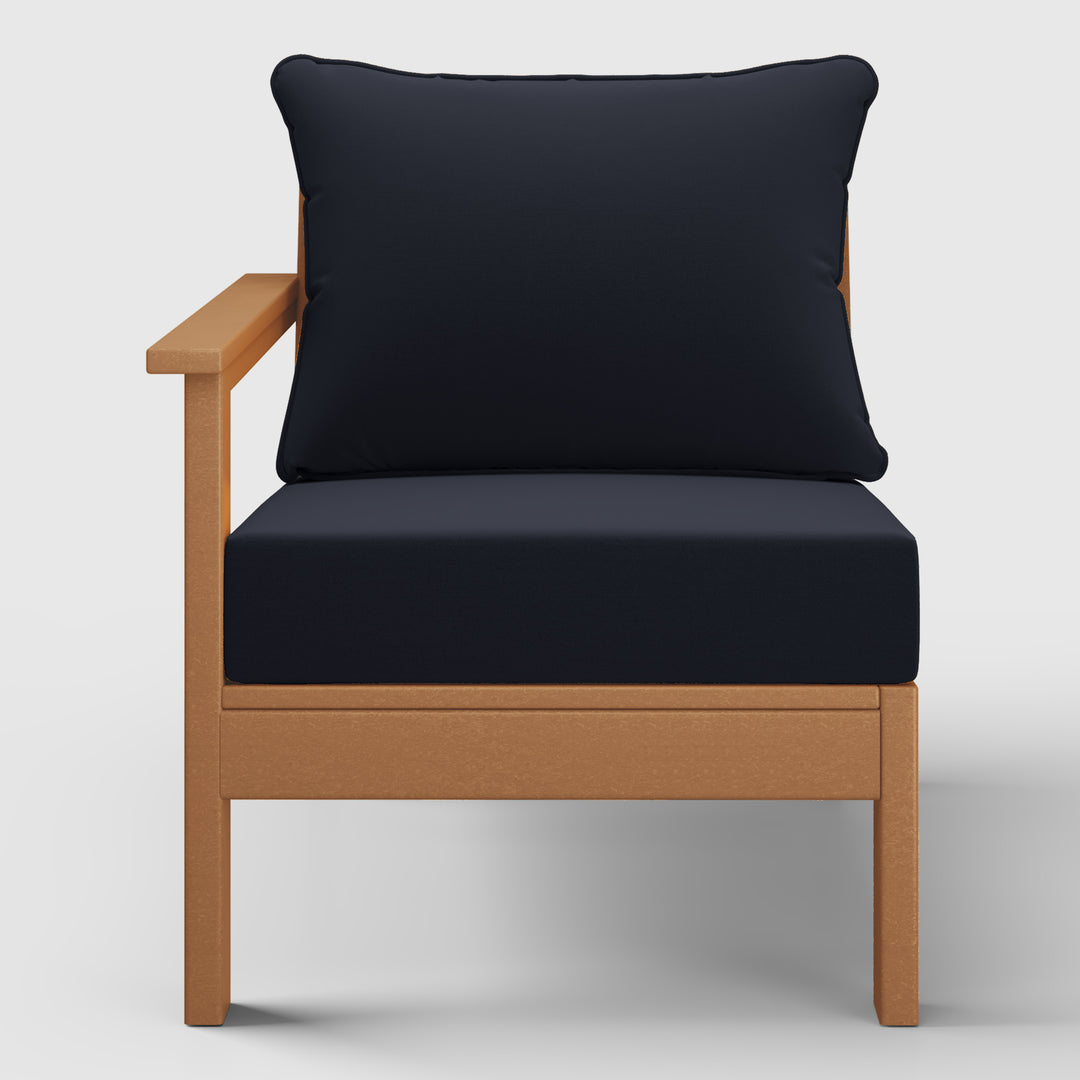Avalon Outdoor Patio HDPE Left Arm Sectional Corner Club Chair with Patio Cushions