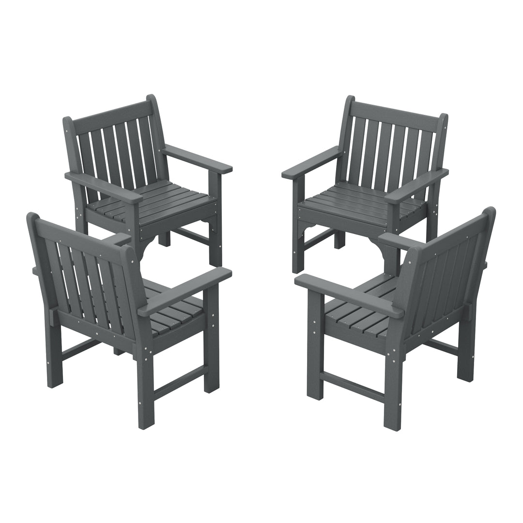Malibu Outdoor Patio HDPE Adirondack Dining Arm Chairs (Set of 4)