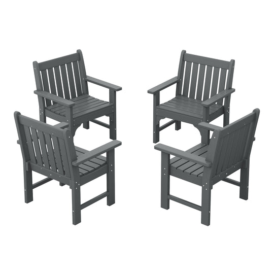 Malibu Outdoor Patio HDPE Adirondack Dining Arm Chairs (Set of 4)
