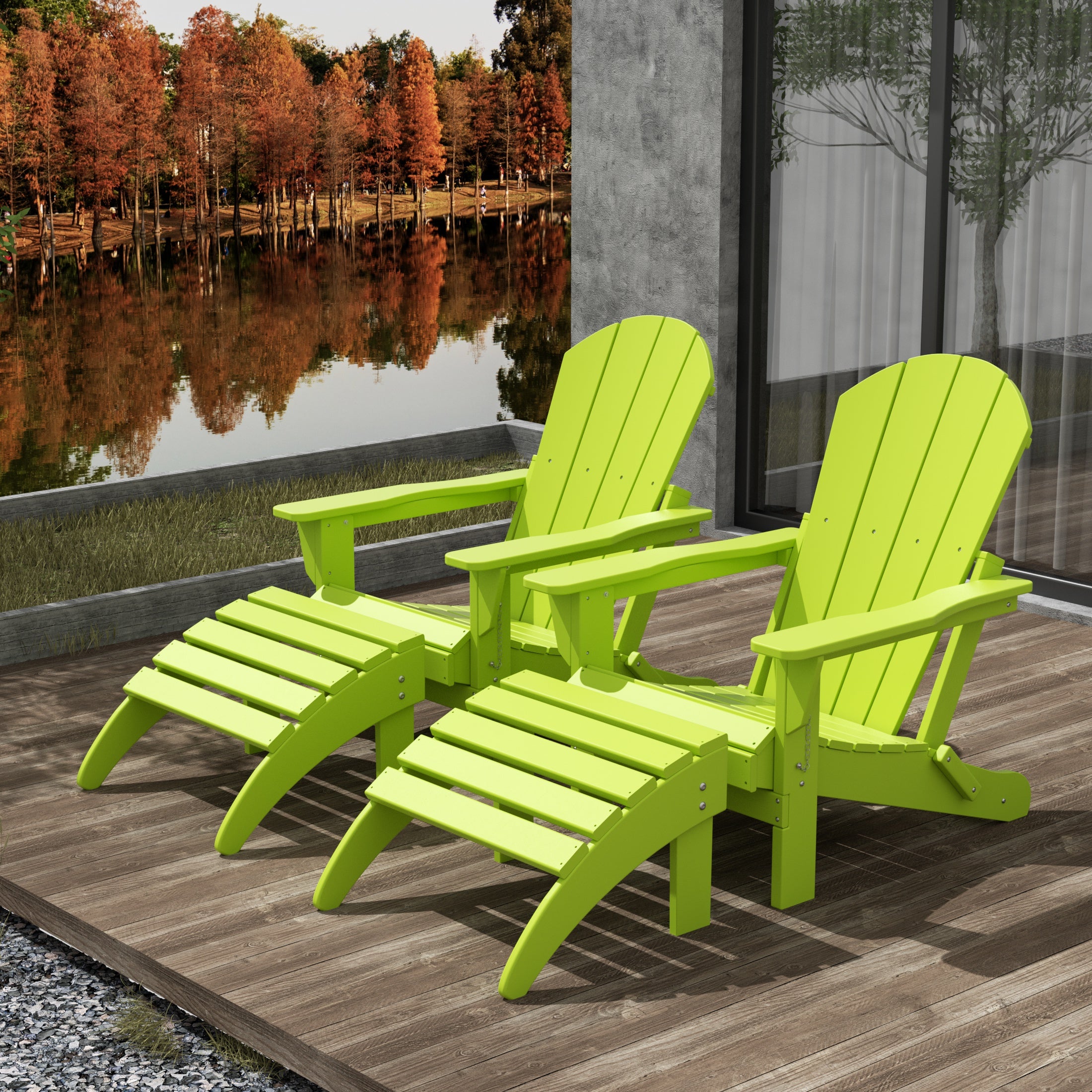 Malibu 4-Piece set classic Adirondack chairs with ottoman (2 seater)