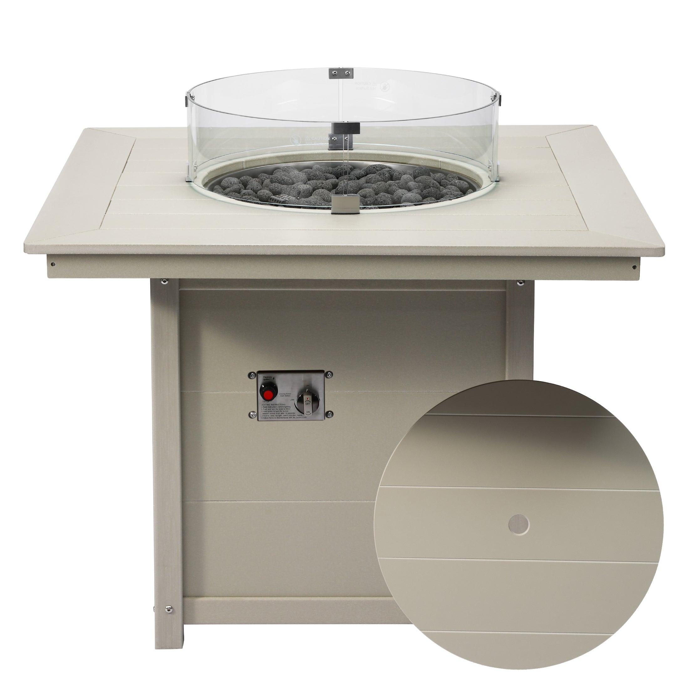Helios Modern Outdoor Patio Propane 42" Square Fire Pit Table