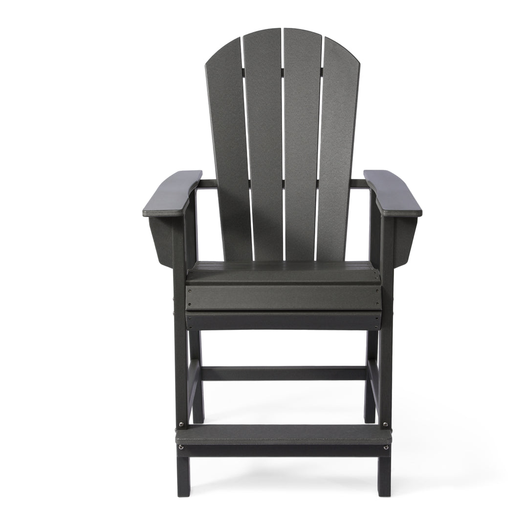 Malibu Outdoor HDPE  Tall Adirondack Counter Height Bar Chair With Cup Holder