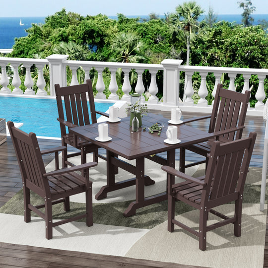 Malibu 5 Piece Outdoor Patio Dining Set Outdoor Square Table and Armchair Set