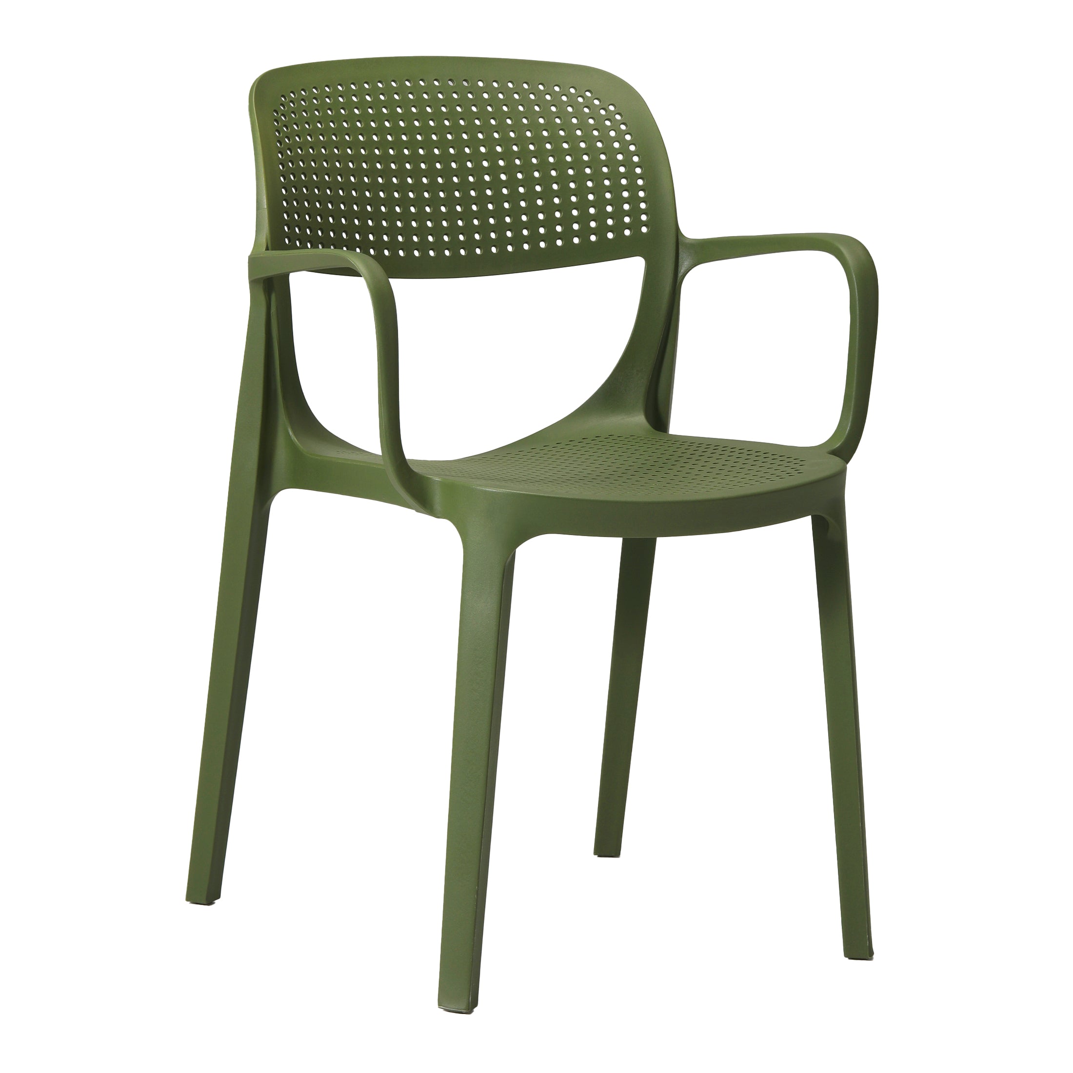 Playa 3-Piece Round Metal Bistro Dining Table Set And Stackable Resin Patio Dining Arm Chairs