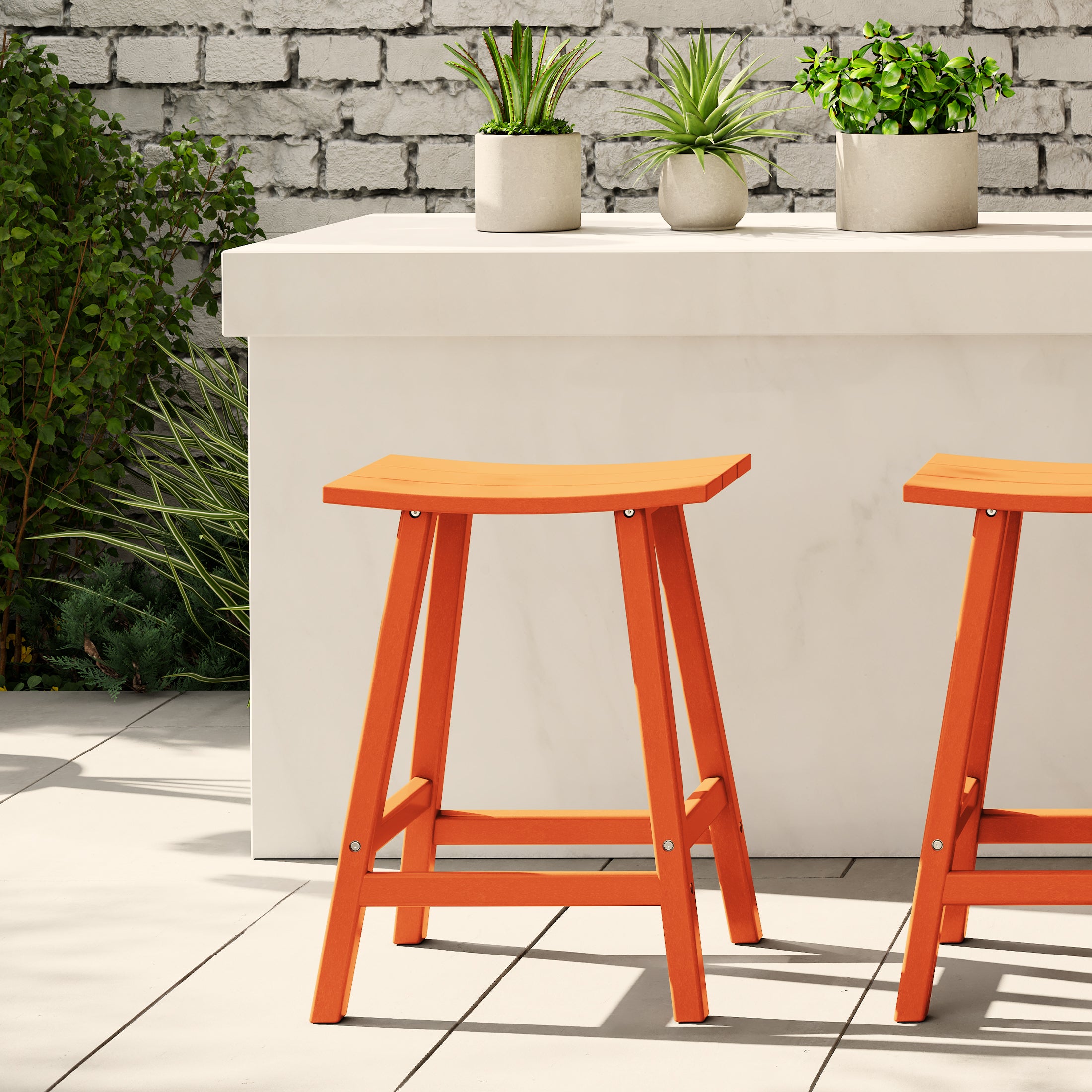 Malibu 24" HDPE Outdoor Patio Counter Height Bar Stool