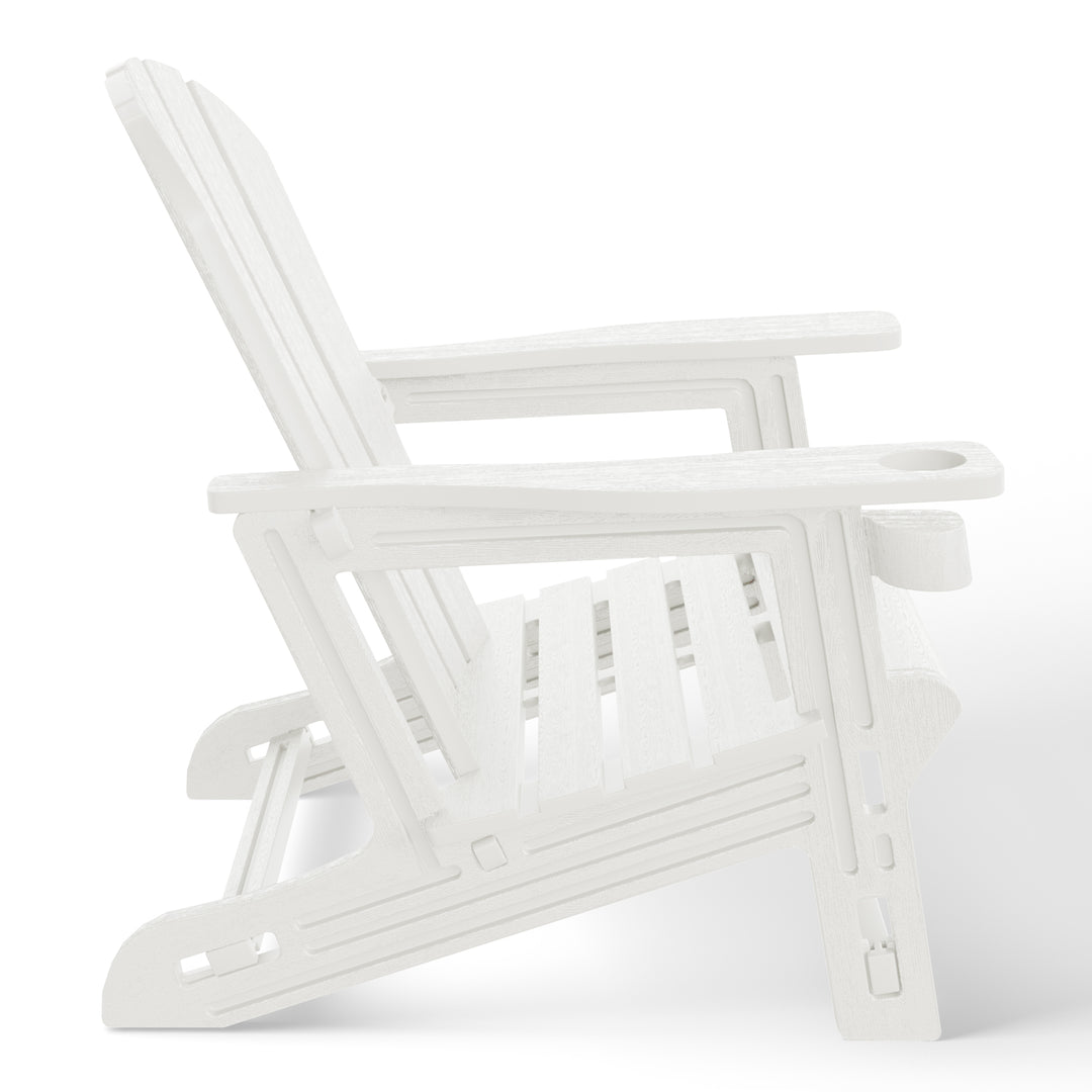 Azura 3-Piece HDPE Plastic Adirondack Patio Chairs With 18" Square Side Table Set