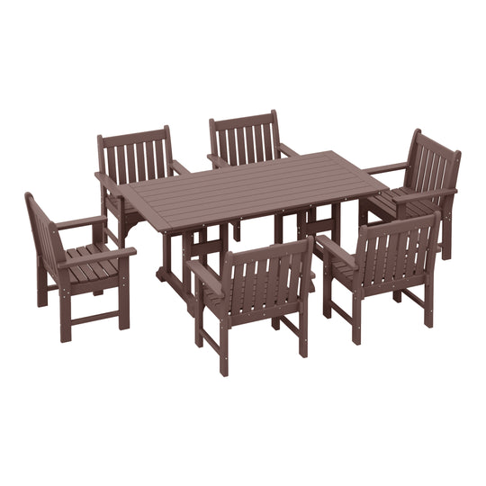 Malibu 7-Piece HDPE Outdoor Dining Patio Table and Chairs Set