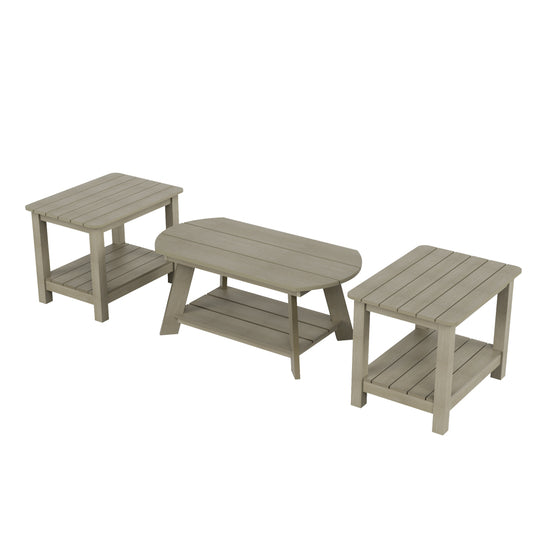Tuscany 3-Piece HIPS Outdoor Adirondack Coffee Table and Two Side Table Set