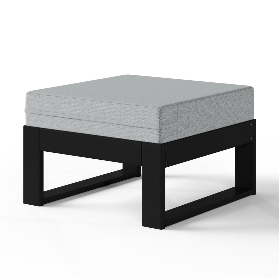 Montara Outdoor HDPE Patio Ottoman with Waterproof Olefin Cushions