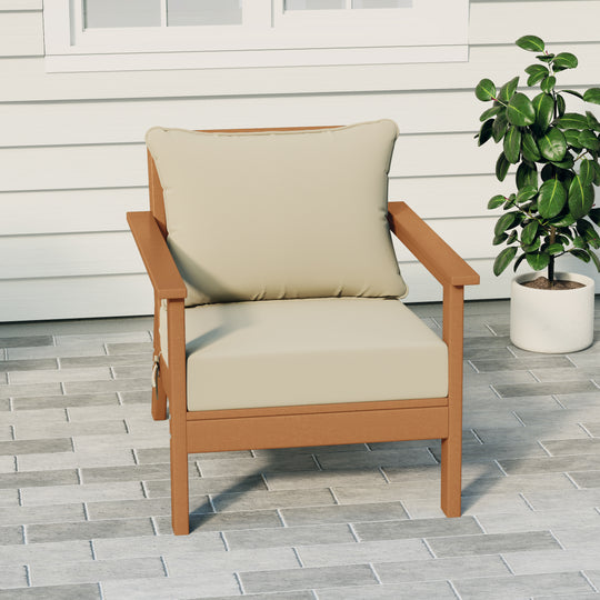 Avalon Outdoor Modern HDPE Patio Club Chair with Deep Seat Cushions