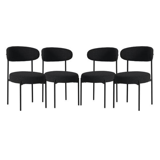 Alexandria Mid-Century Modern Upholstered Sherpa Round Dining Chairs (Set of 4)