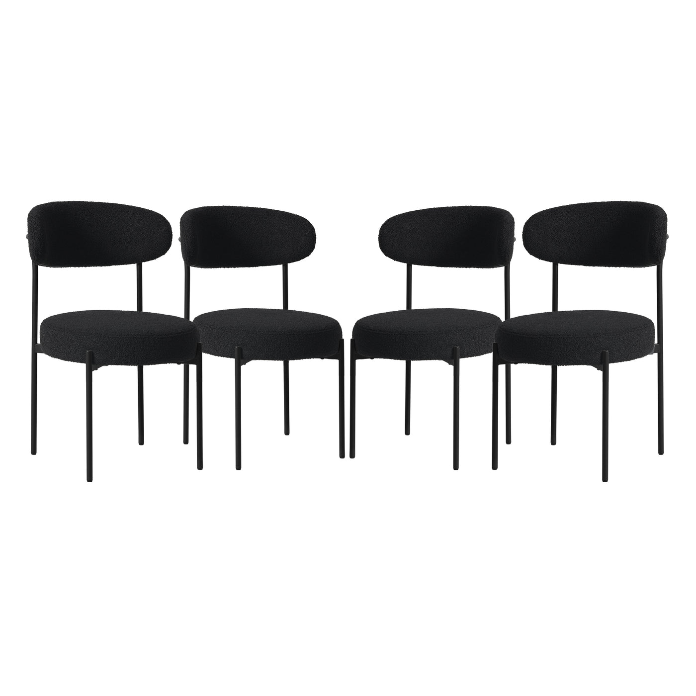 Alexandria Mid-Century Modern Upholstered Sherpa Round Dining Chairs (Set of 4)