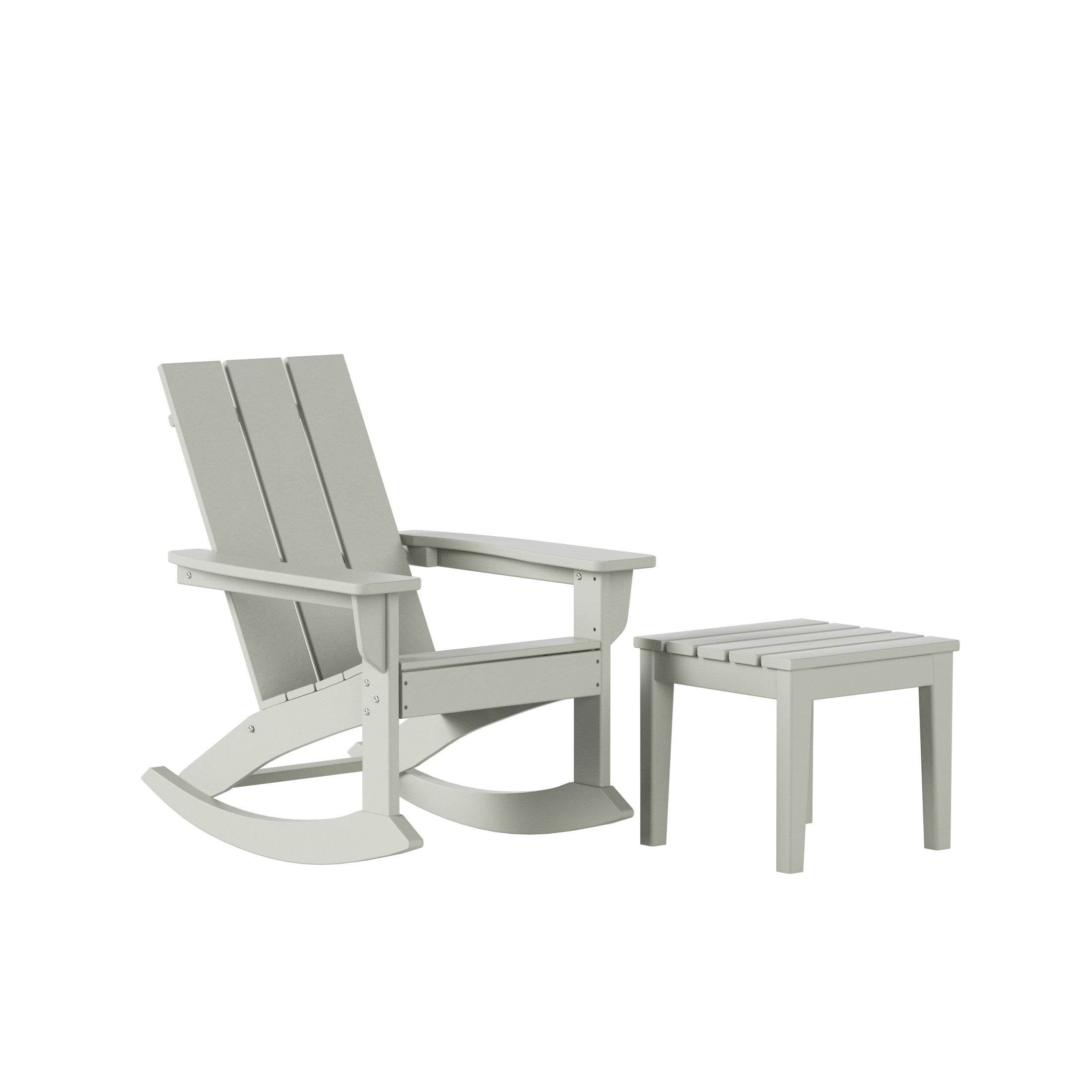 Ashore 2-Pieces Set Modern Plastic Outdoor Rocking Chair with Square Side Table