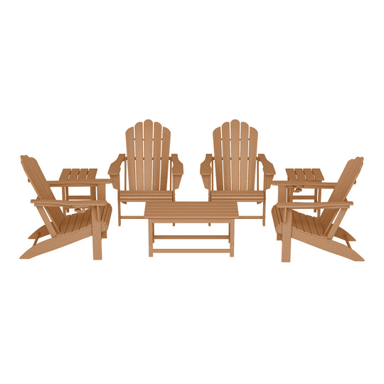 Highland 7-Piece HDPE Outdoor Patio Furniture Adirondack Conversation Set