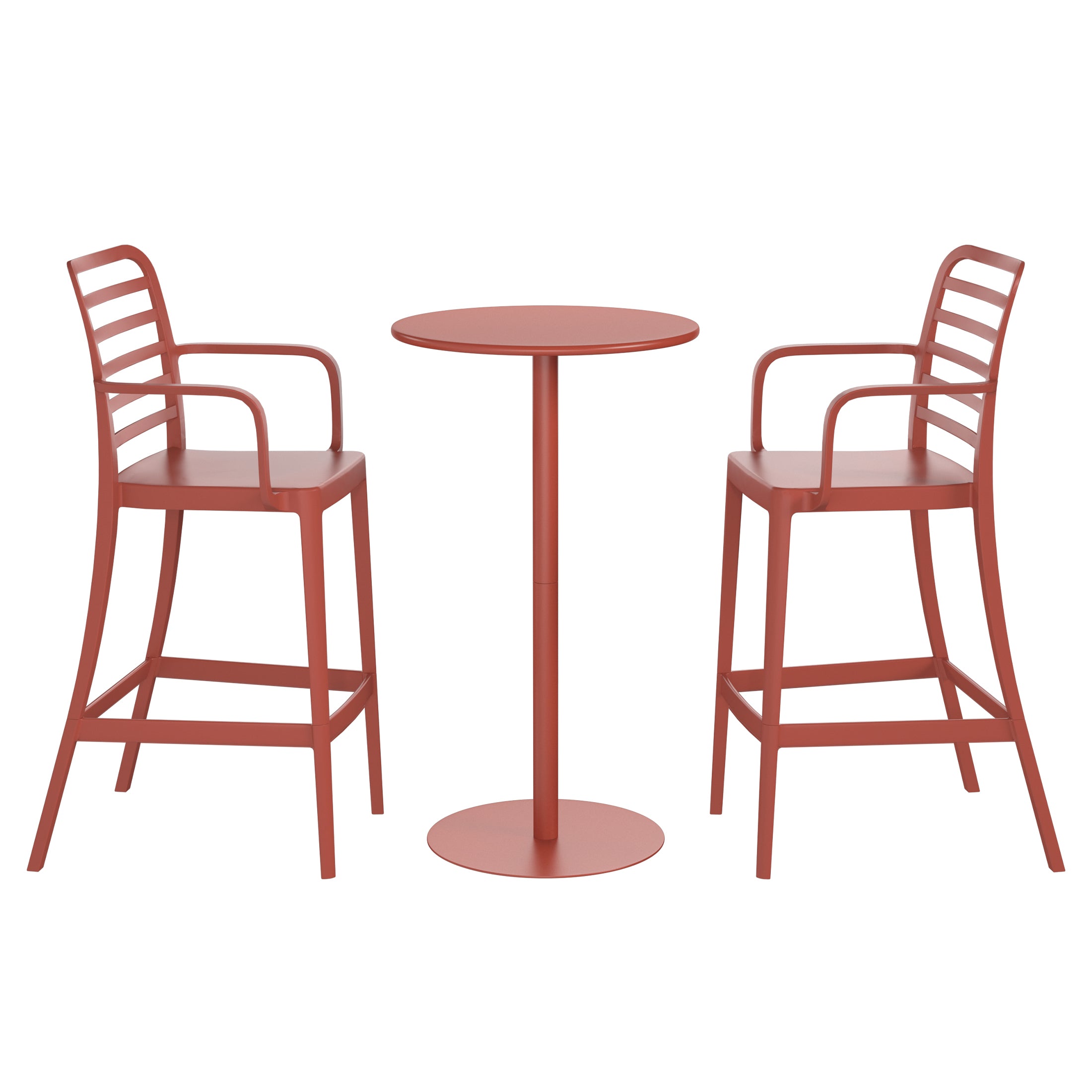 Playa 2-Person Adjustable Round Bar Table with Stackable Bar Stools Dining Set