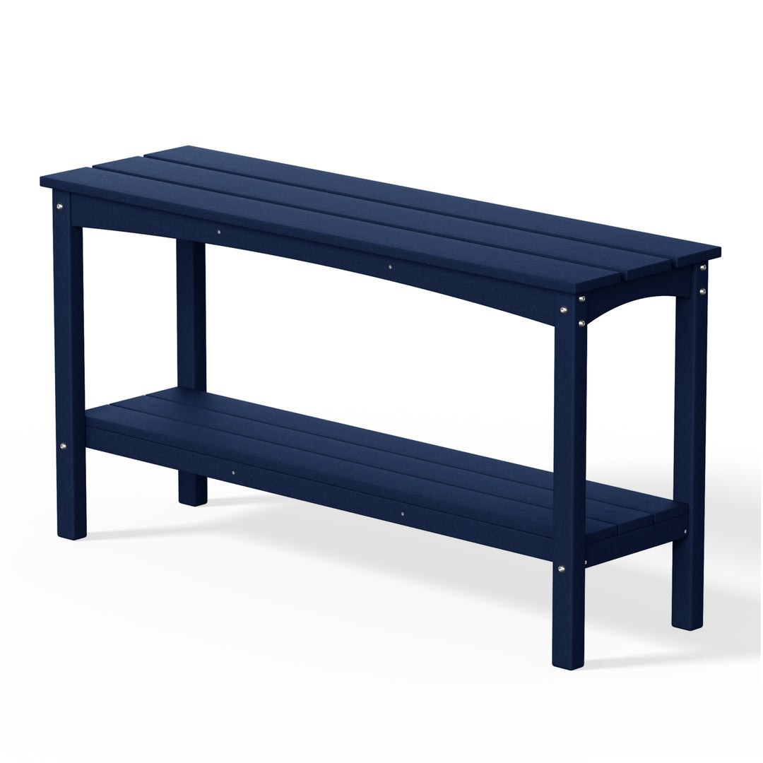 Malibu 55" Outdoor Patio HDPE Adirondack 2-Tier Shelf Console Table