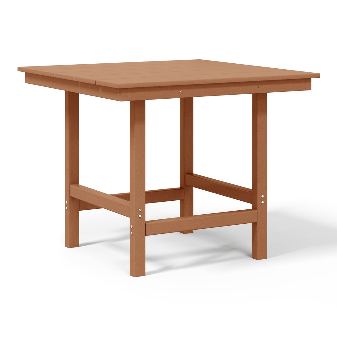 Ashore Outdoor HDPE 36" Square Patio Dining Table with Umbrella Hole