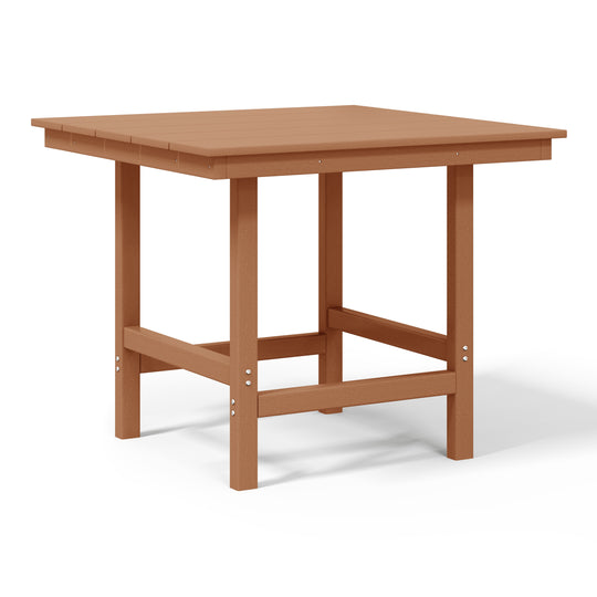 Ashore Outdoor HDPE 36" Square Patio Dining Table with Umbrella Hole