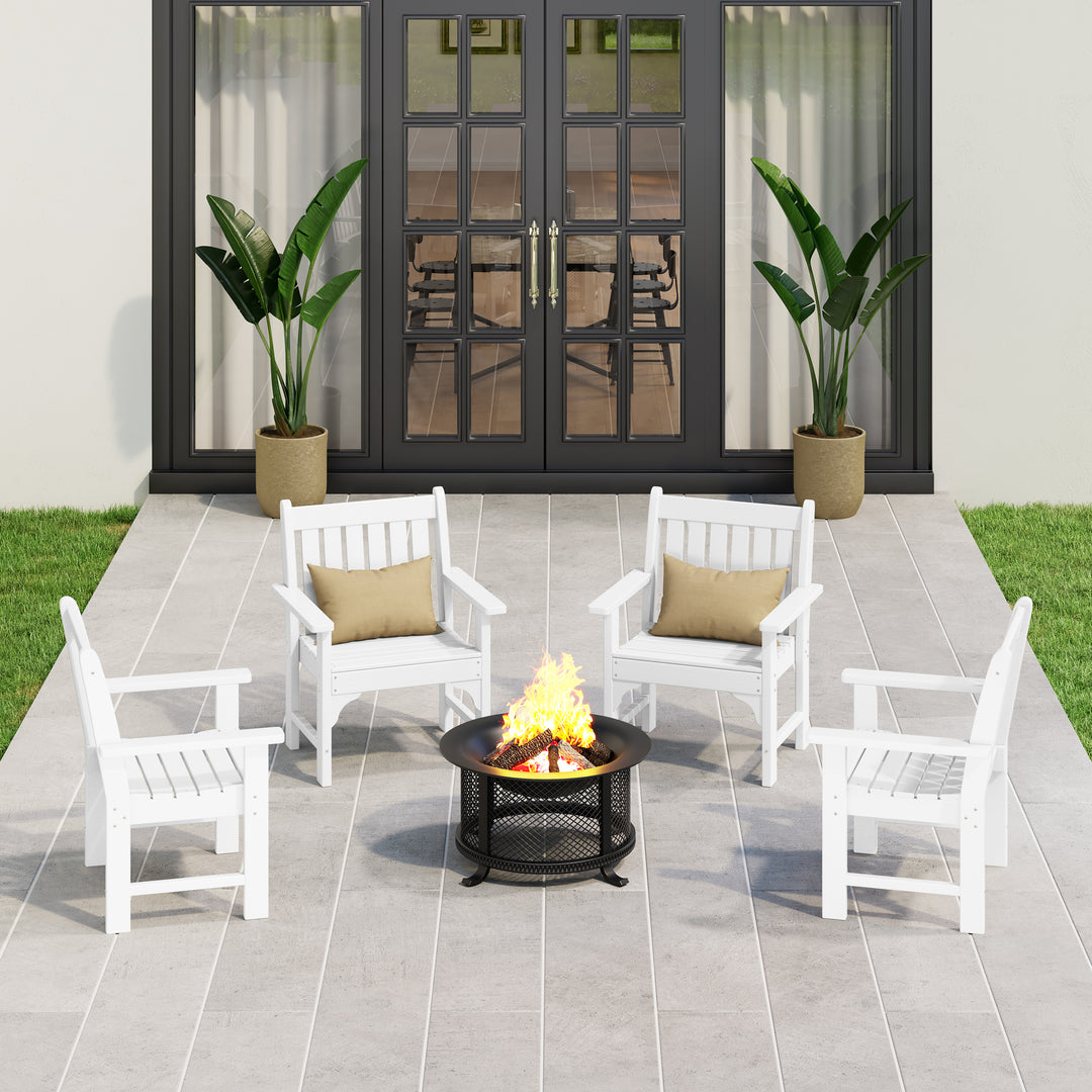 Malibu Outdoor Patio HDPE Adirondack Dining Arm Chairs (Set of 4)