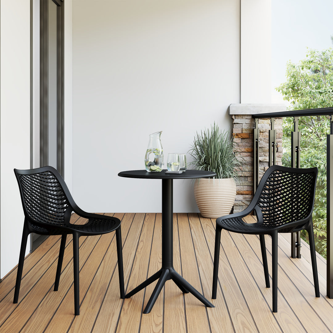Playa 3-Piece Outdoor Resin Patio Bistro Set with Stackable Patio Dining Side Chairs