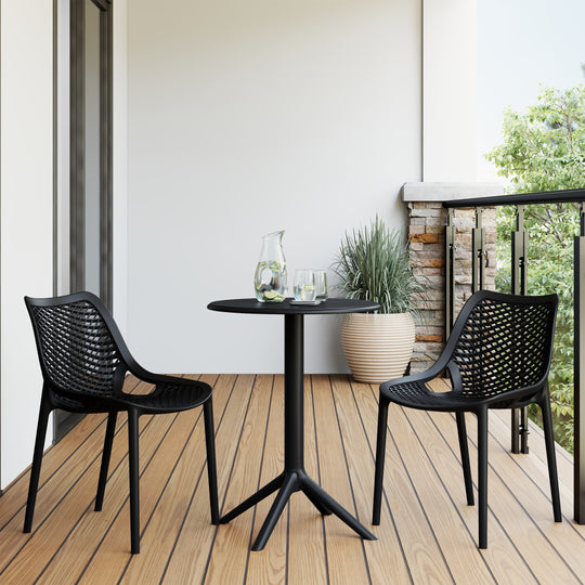 Playa 3-Piece Outdoor Resin Patio Bistro Set with Stackable Patio Dining Side Chairs