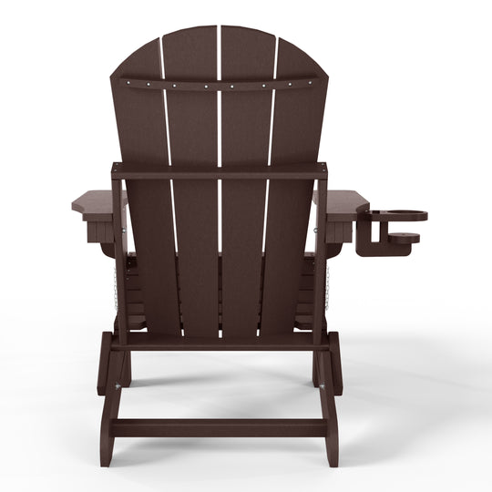 Malibu Folding Adjustable Adirondack Chair with Retractable Ottoman and Cup Holder (Set of 2)