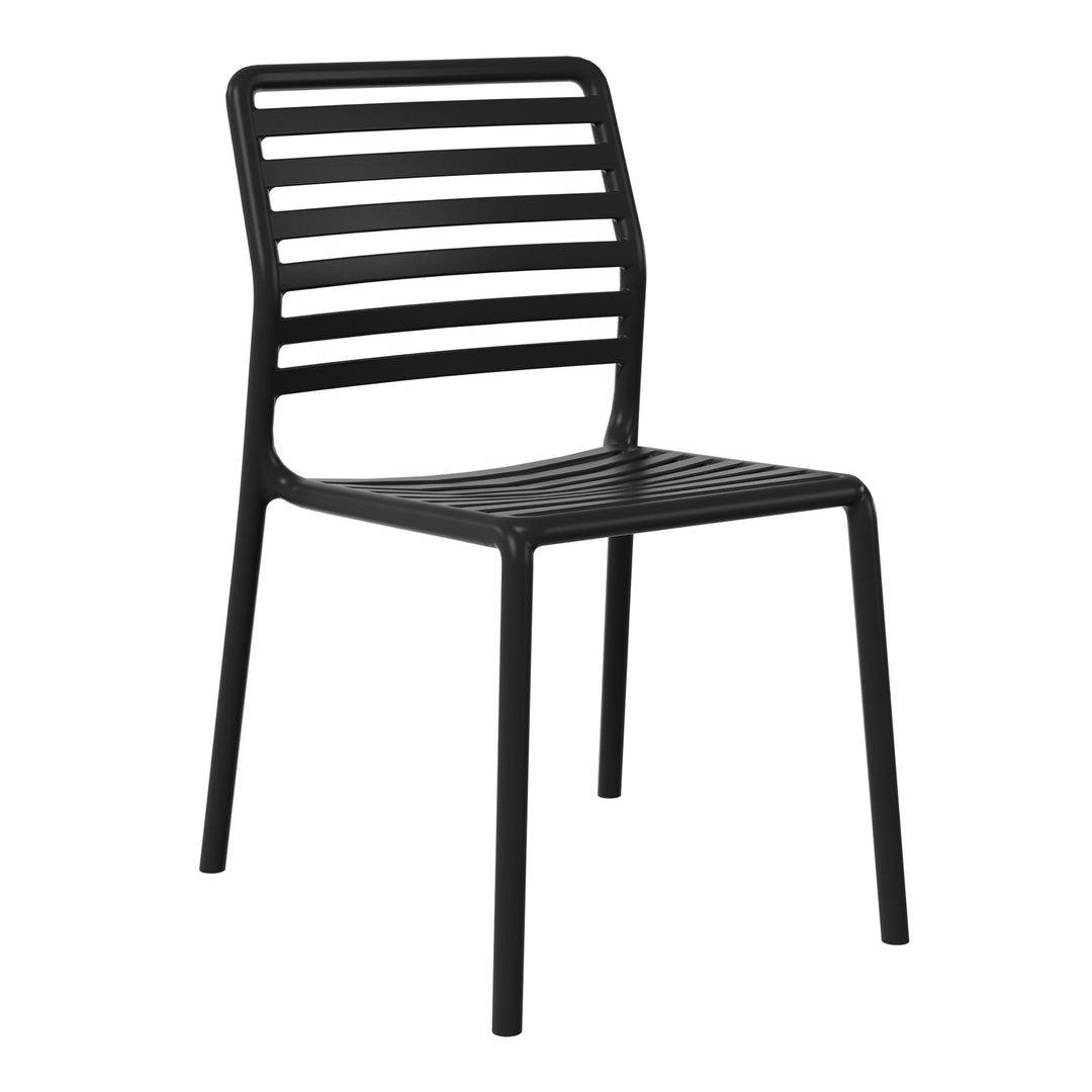 Playa 7-Piece Metal Rectangular Patio Dining Table Set With Stackable Plastic Dining Chairs For 6