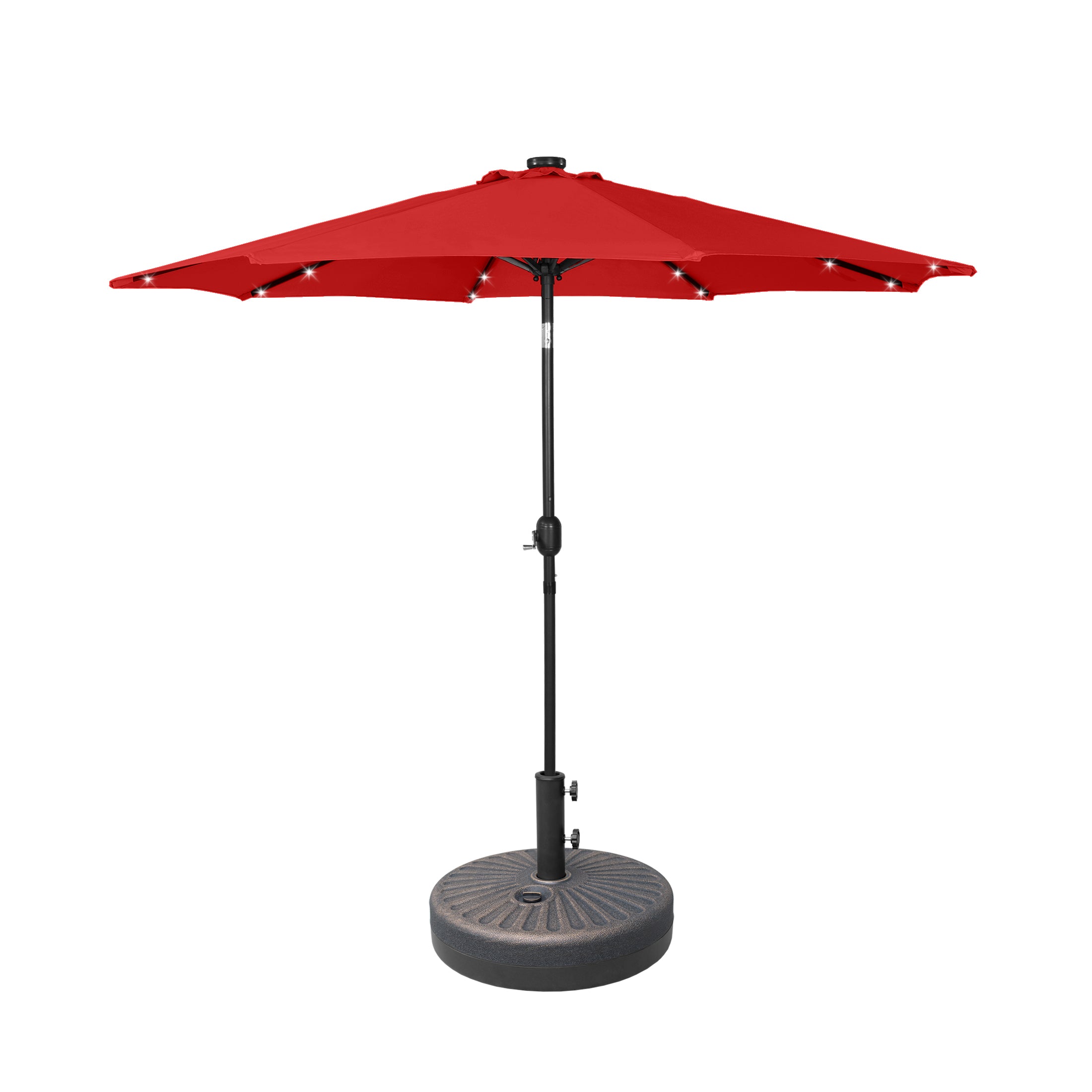 Cyrus 9 ft. Patio Solar LED Market Patio Umbrella with Base