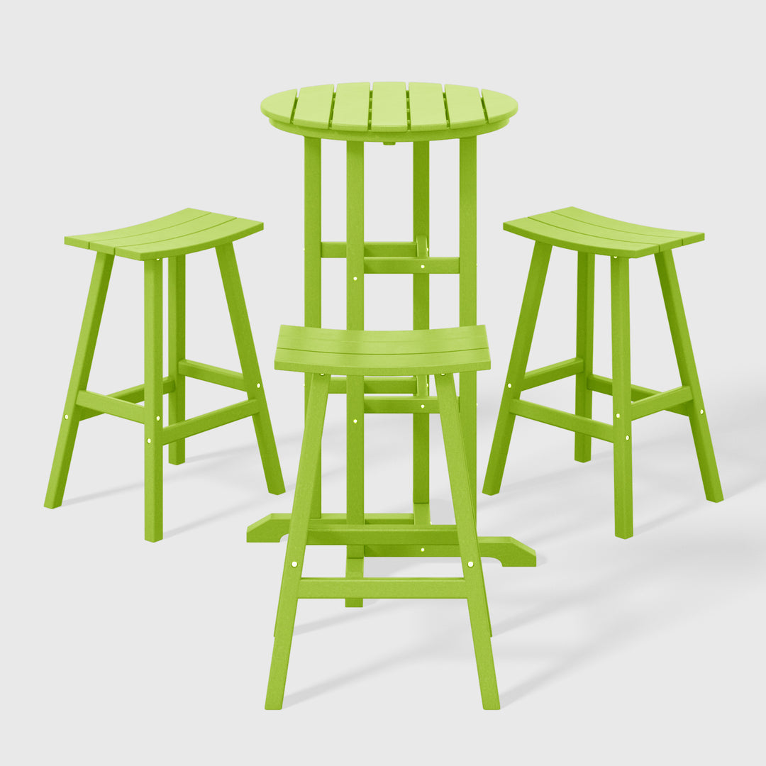 Malibu Outdoor Patio Bar Height Table and Bar Stool 3-Piece Set