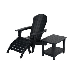 Tuscany 3-Piece HIPS Outdoor Folding Adirondack Seashell Chair With Folding Ottoman And Side Table